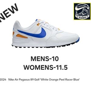 Nike Air Pegasus 89 Golf Shoes - White and Blue